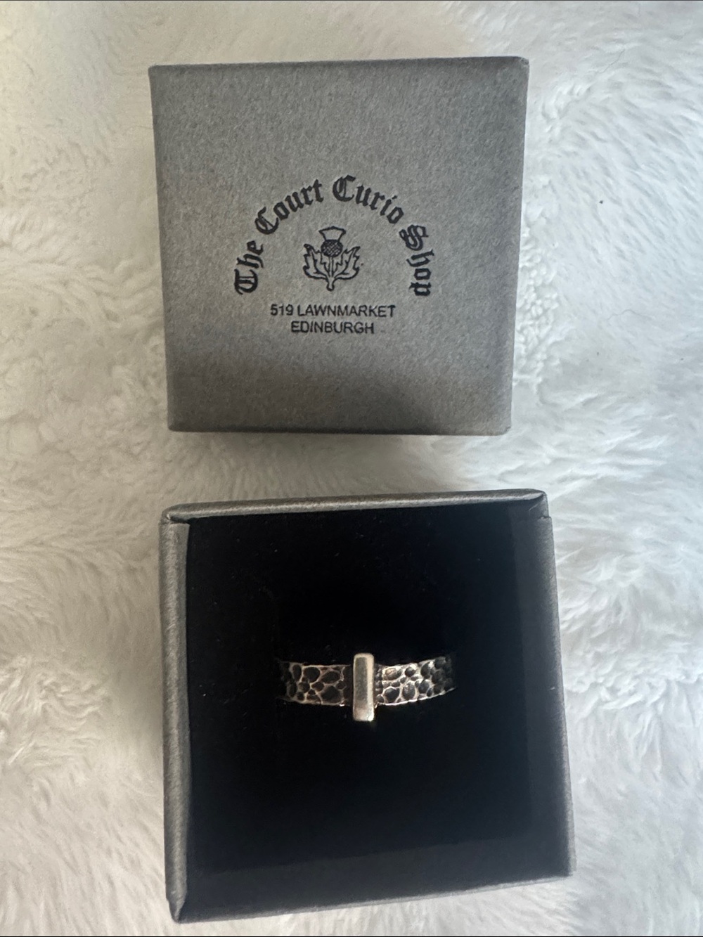 Hammered Silver Bar Ring - Sterling silver